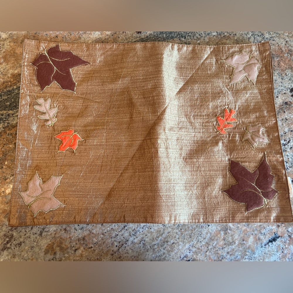 Harvest Moon Golden Brown Fall‎ Leaf Placemats Set of 4